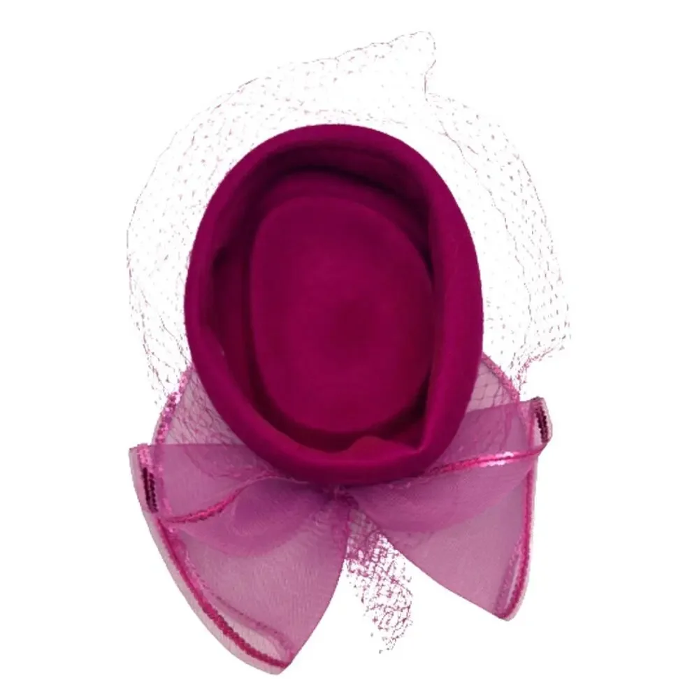 Fuchsia Fascinator Pillbox Veil Derby Easter Wedding Tea Party Hat